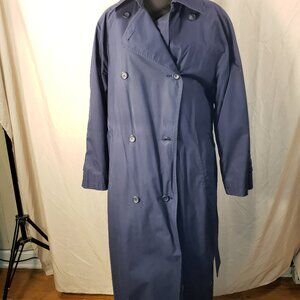 Women's London Fog Navy Blue Belted Trench Coat - 6 Reg